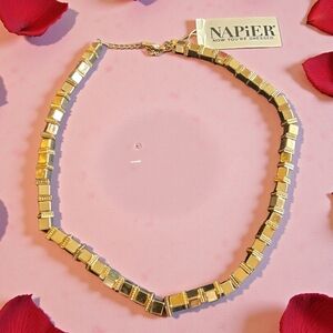 Vintage Napier Gold Square Link Necklace